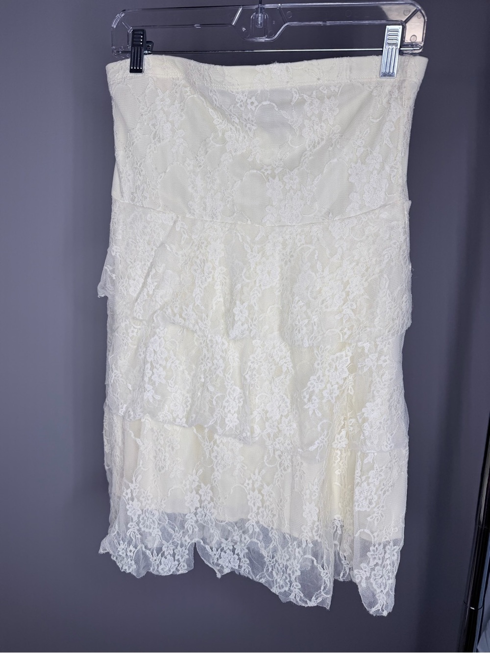 Rue21 Ivory Lace Tiered Midi Skirt